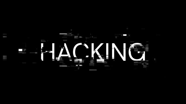 Renderización 3D de texto de hacking con efectos de pantalla de fallas tecnológicas