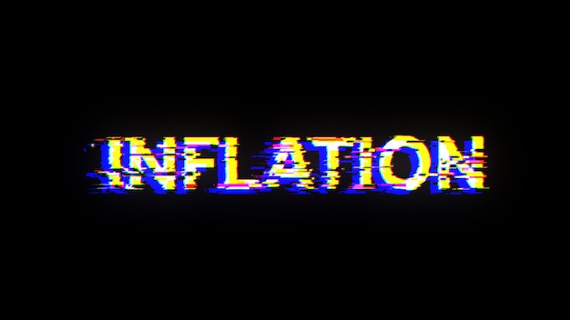 Renderización 3D de texto de inflación con efectos de pantalla de fallas tecnológicas