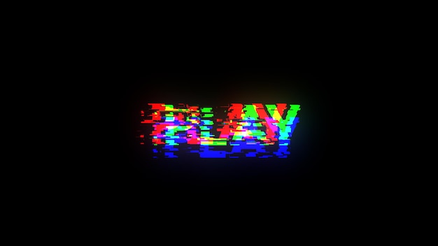 Renderización 3D de texto de juego con efectos de pantalla de fallas tecnológicas