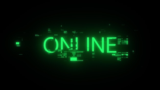 Renderización 3D de texto en línea con efectos de pantalla de fallas tecnológicas