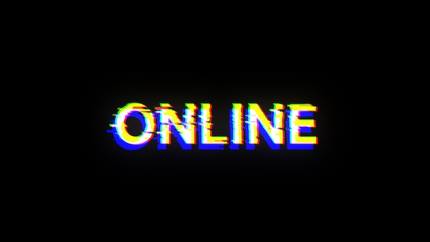 Renderización 3D de texto en línea con efectos de pantalla de fallas tecnológicas