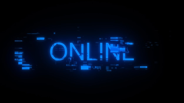 Renderización 3D de texto en línea con efectos de pantalla de fallas tecnológicas