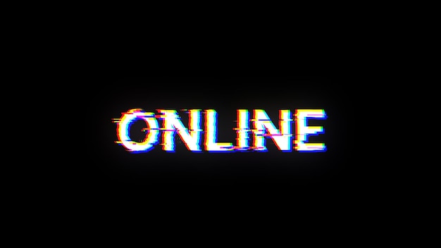 Renderización 3D de texto en línea con efectos de pantalla de fallas tecnológicas