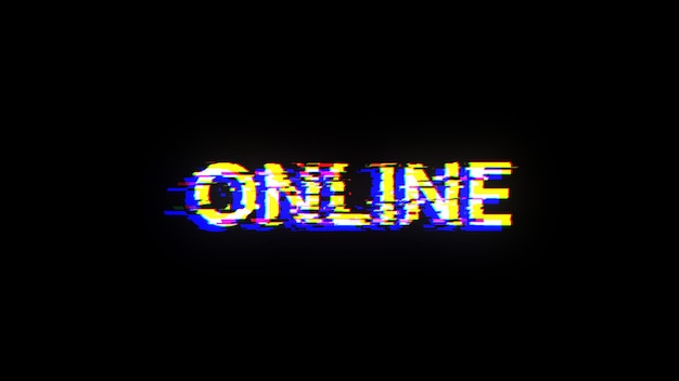 Renderización 3D de texto en línea con efectos de pantalla de fallas tecnológicas