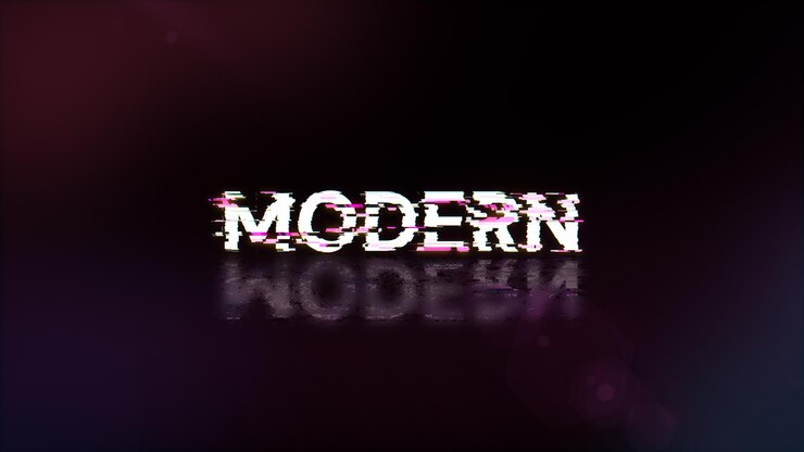 Foto renderización 3d texto moderno con efectos de pantalla de fallas tecnológicas