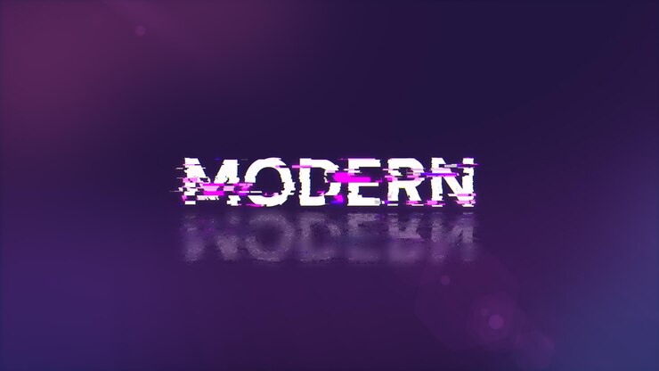 Foto renderización 3d texto moderno con efectos de pantalla de fallas tecnológicas