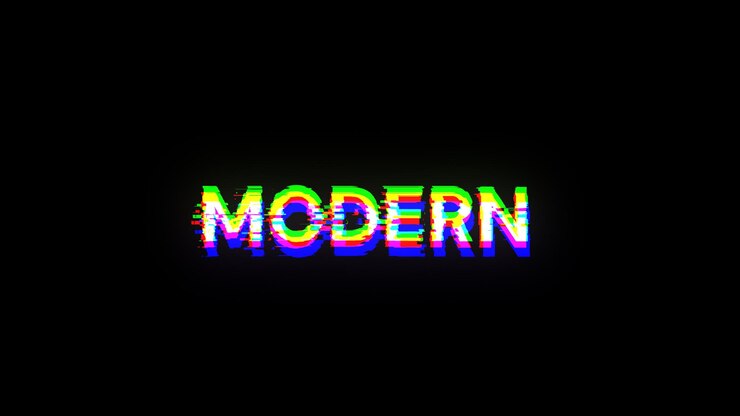 Foto renderización 3d texto moderno con efectos de pantalla de fallas tecnológicas