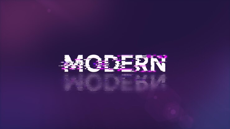 Foto renderización 3d texto moderno con efectos de pantalla de fallas tecnológicas