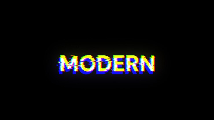 Foto renderización 3d texto moderno con efectos de pantalla de fallas tecnológicas