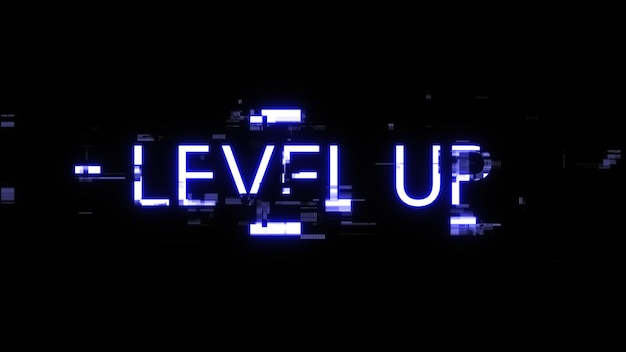 Renderización 3D de texto a nivel con efectos de pantalla de fallas tecnológicas
