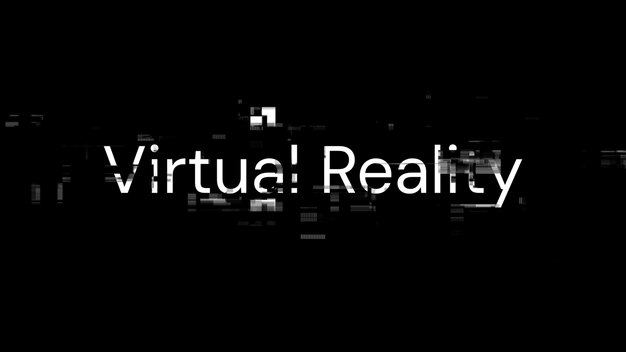 Renderización 3D de texto de realidad virtual con efectos de pantalla de fallas tecnológicas