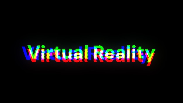 Renderización 3D de texto de realidad virtual con efectos de pantalla de fallas tecnológicas