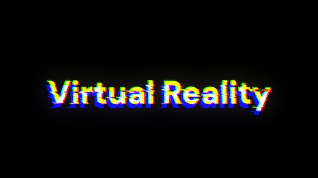 Renderización 3D de texto de realidad virtual con efectos de pantalla de fallas tecnológicas