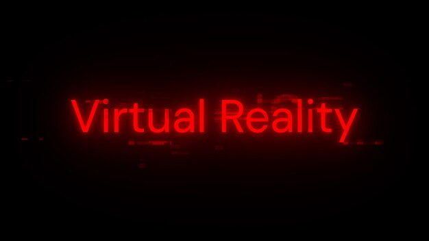 Renderización 3D de texto de realidad virtual con efectos de pantalla de fallas tecnológicas