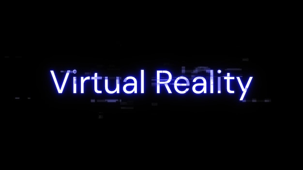 Renderización 3D de texto de realidad virtual con efectos de pantalla de fallas tecnológicas