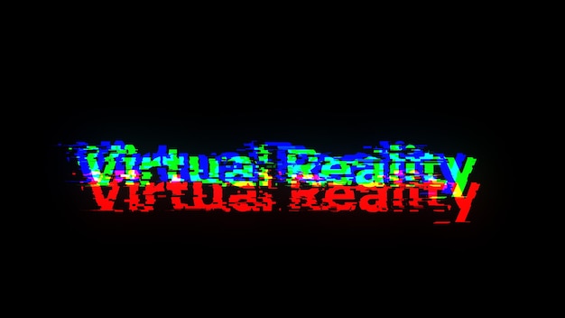 Renderización 3D de texto de realidad virtual con efectos de pantalla de fallas tecnológicas