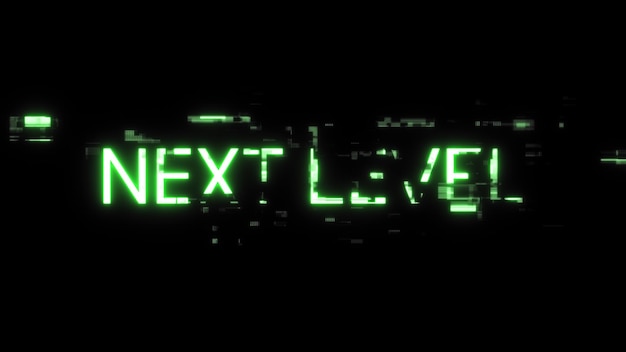Renderización 3D de texto de siguiente nivel con efectos de pantalla de fallas tecnológicas