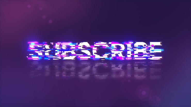 Foto renderización 3d de texto de suscripción con efectos de pantalla de fallas tecnológicas