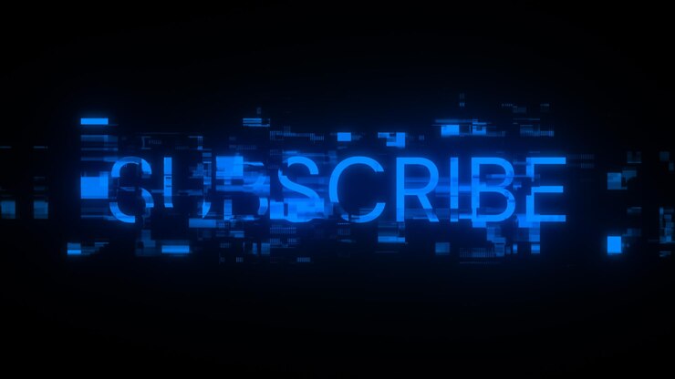 Foto renderización 3d de texto de suscripción con efectos de pantalla de fallas tecnológicas