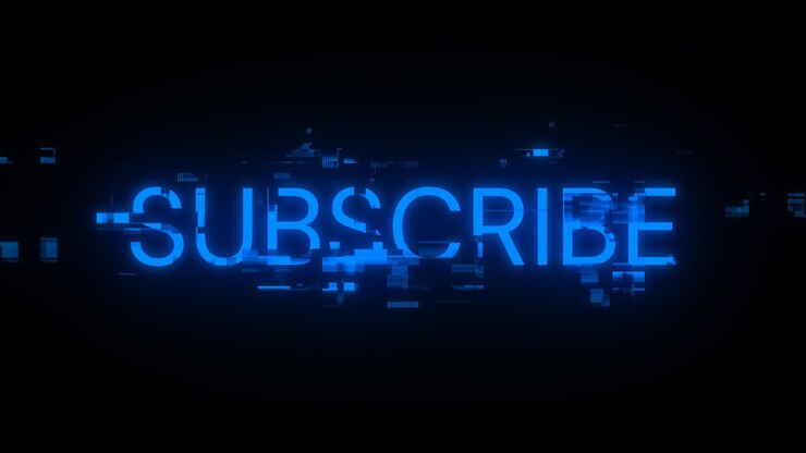 Foto renderización 3d de texto de suscripción con efectos de pantalla de fallas tecnológicas