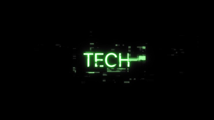 Foto renderización 3d texto técnico con efectos de pantalla de fallas tecnológicas