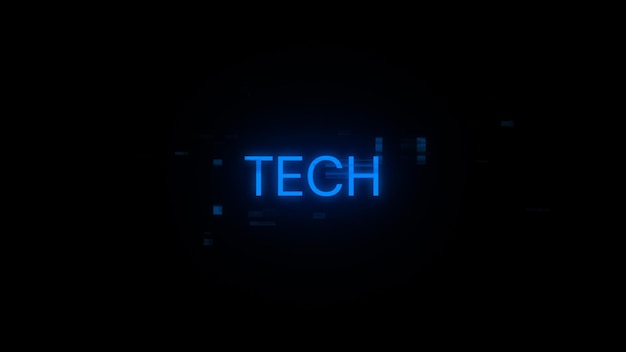 Renderización 3D Texto técnico con efectos de pantalla de fallas tecnológicas