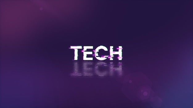 Renderización 3D Texto técnico con efectos de pantalla de fallas tecnológicas