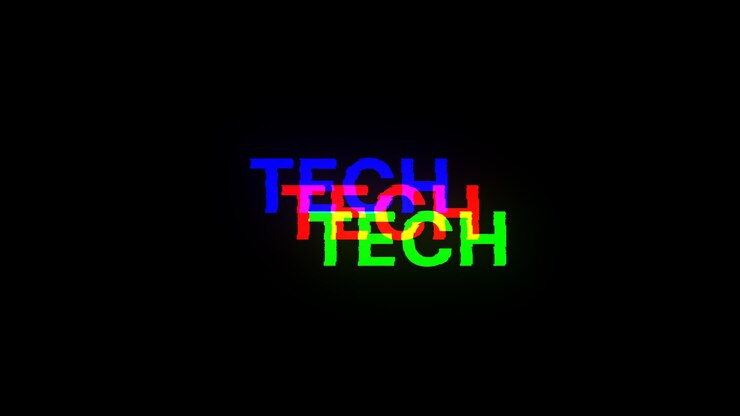 Foto renderización 3d texto técnico con efectos de pantalla de fallas tecnológicas