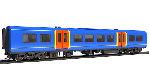 Renderización 3D de un tren de pasajeros sobre un fondo blanco