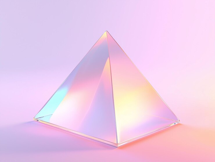 Renderización 3D del triángulo de neón Gradientes de arco iris pastel Estilo de artistas modernos y minimalistas