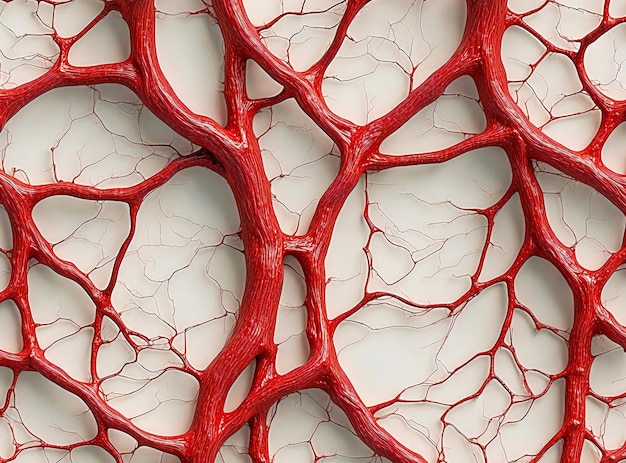Renderización 3D de vasos sanguíneos y arterias interconectados