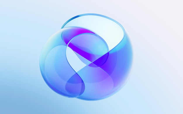 Renderización 3D de vidrio de curva transparente con gradiente