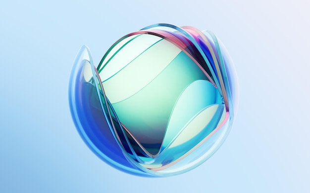 Renderización 3D de vidrio de curva transparente con gradiente