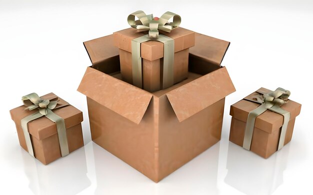 Renderización de cajas de regalos en 3D