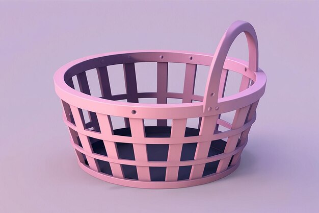 Renderización de la canasta en 3D con color púrpura