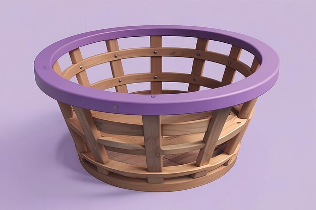 Renderización de la canasta en 3D con color púrpura