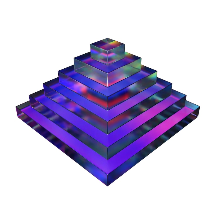 Foto renderización de la ilustración del icono aislado de la pirámide de escalones 3d