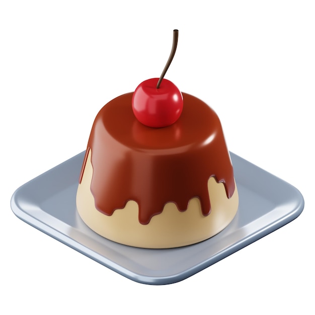 Renderización de la ilustración del icono aislado de pudín 3D