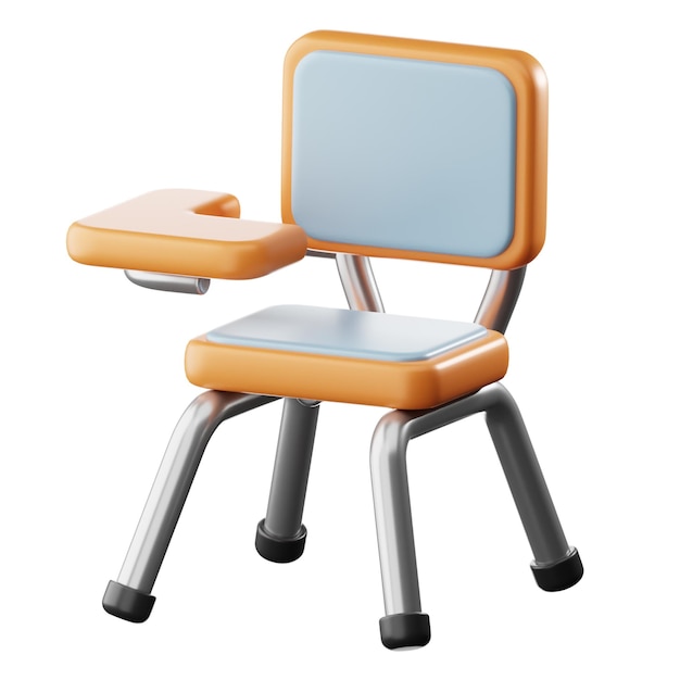 Renderización de ilustraciones aisladas de sillas escolares en 3D