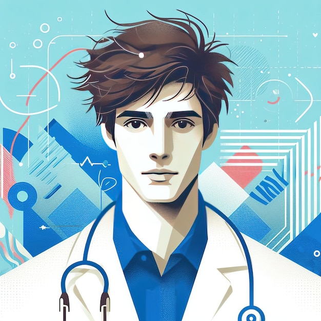 Foto renderización de un médico de anime en el trabajo