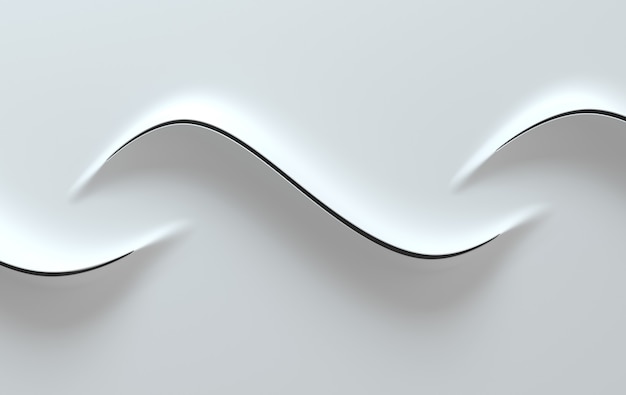 Renderización de ondas de papel blanco abstracto