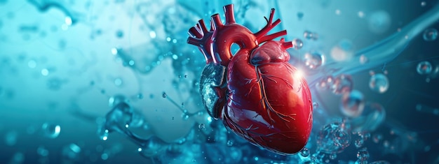 Renderización virtual en 3D Cardiología cardíaca médica con diagnóstico biométrico infográfico generado por IA