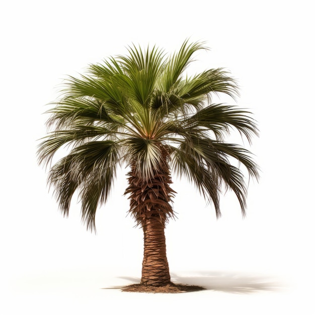 Renderizaciones 3D muy detalladas de palma tropical sobre fondo blanco