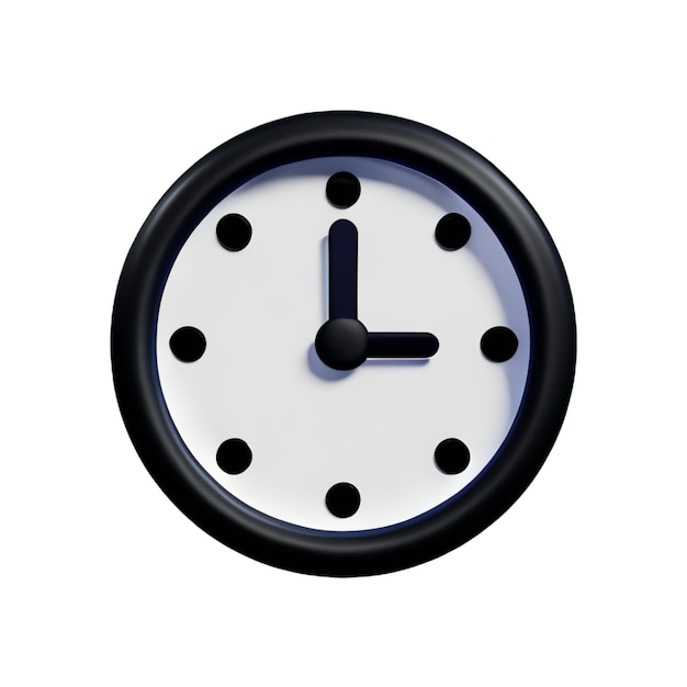 Renderizaciones en 3D de reloj de pared negro