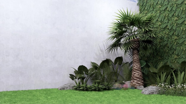 Renderizações de design de paisagem de jardim em casa 3D