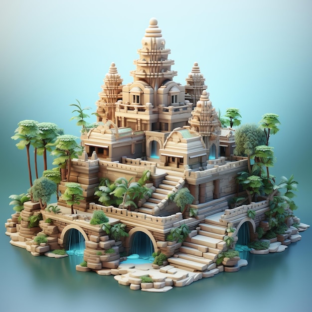 Renderizado en 3D de Angkor Wat