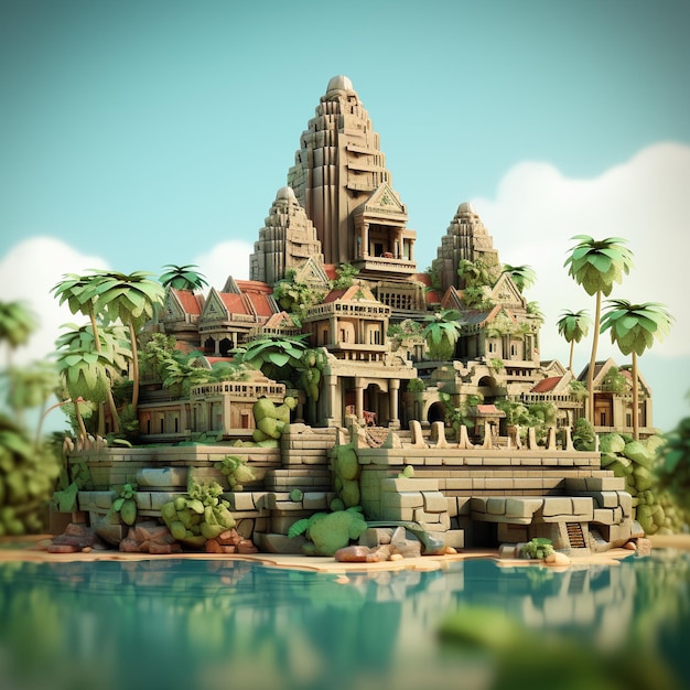 Renderizado en 3D de Angkor Wat