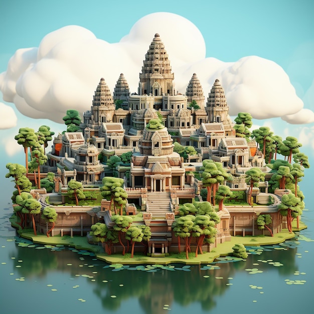 Renderizado en 3D de Angkor Wat