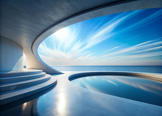 Renderizado en 3D de arquitectura futurista abstracta para vehículos de automóviles