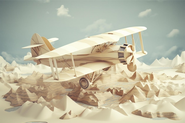 Renderizado en 3D de un avión de aire de papel